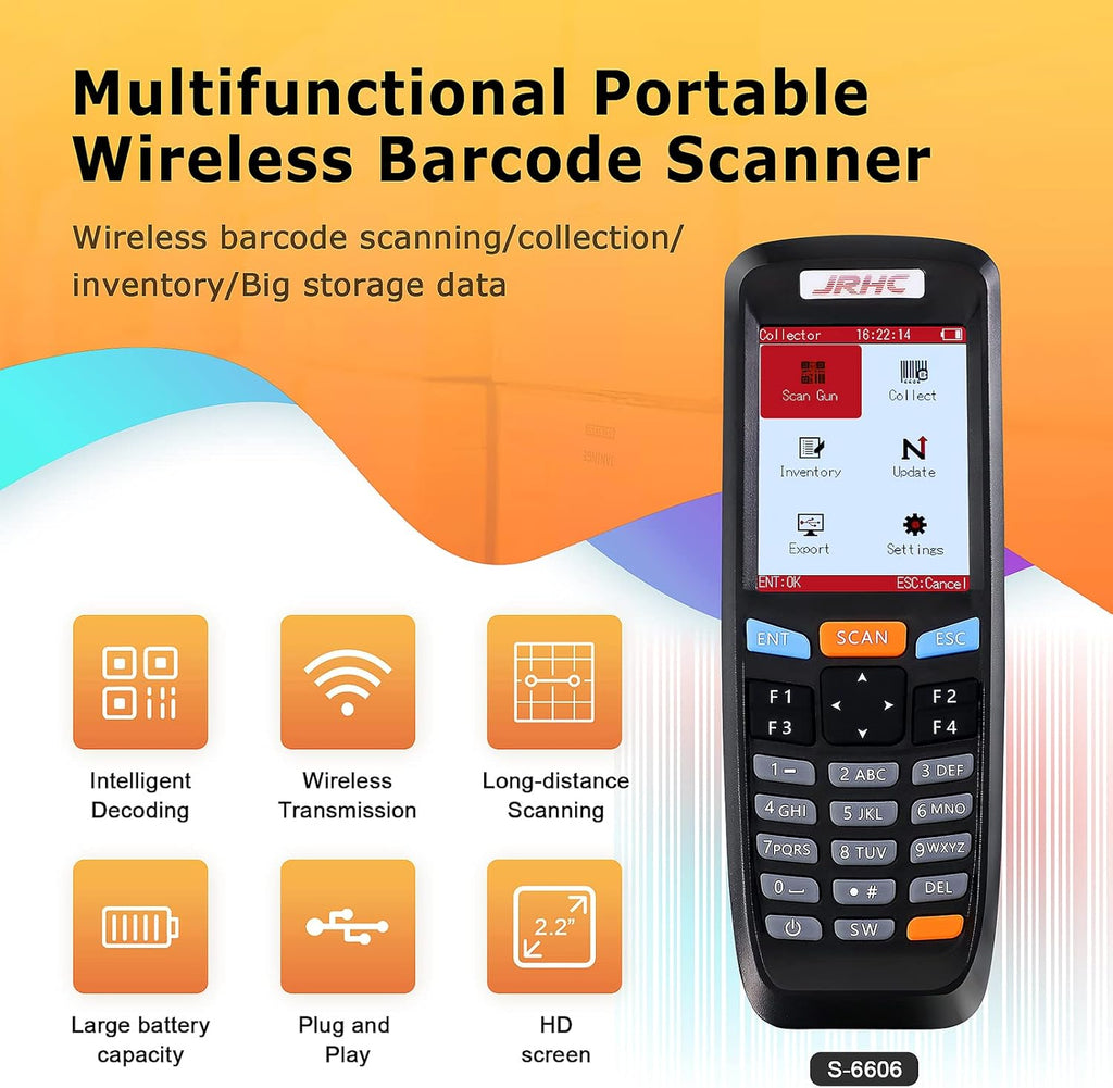 2D Wireless Barcode Scanner Portable Data Terminal with 2.8 Inch LCD Screen Pack of 2 D800