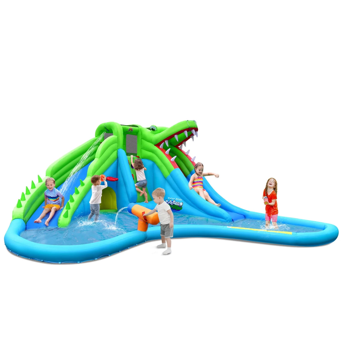 Inflatable Crocodile Water Slide Park with Pool Y7628