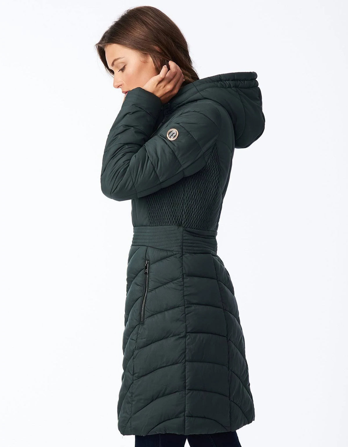 Dark Moss Hooded Packable Puffer Coat M91575
