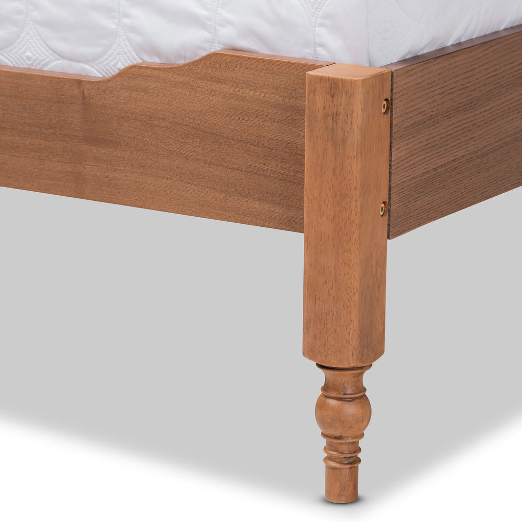 Ash Walnut Brown Wood King Size Platform Storage Bed with Built-In Shelves V4163
