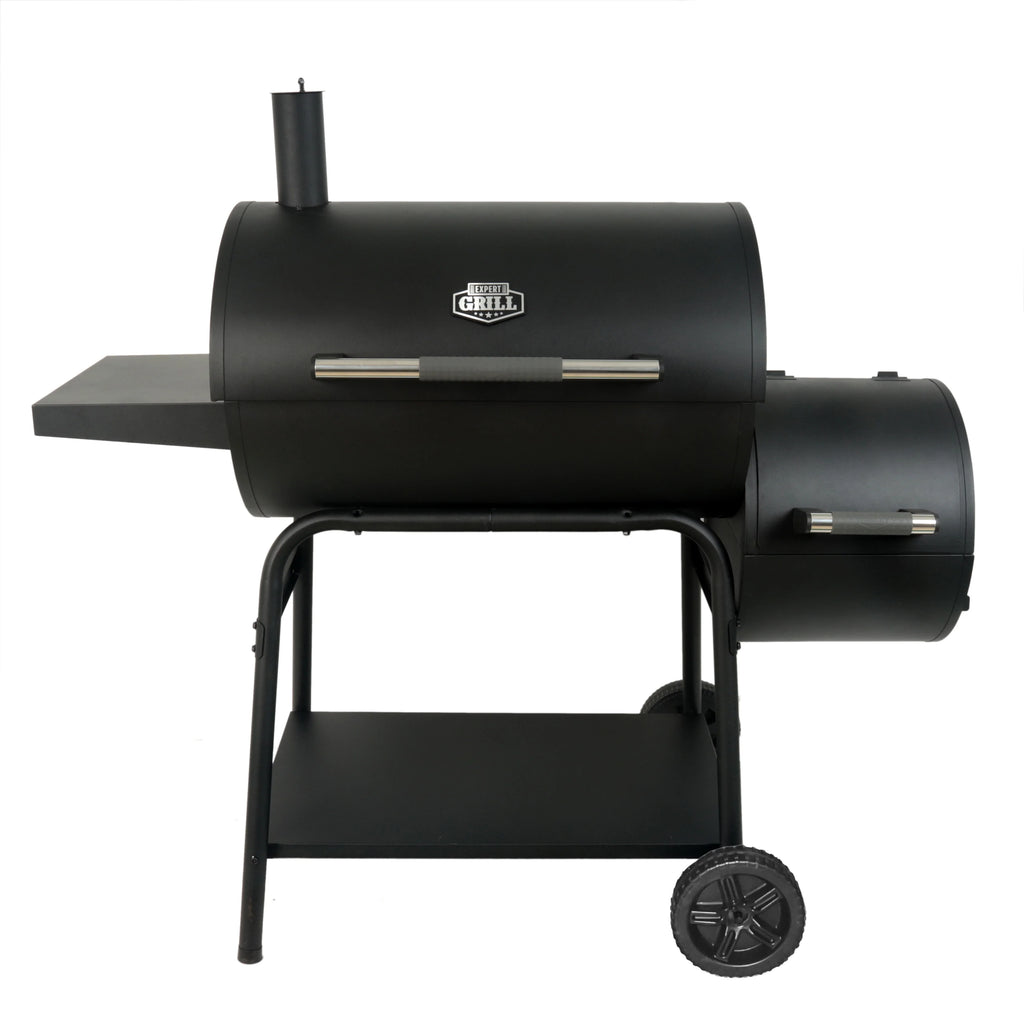 28 Offset Steel Charcoal Smoker Grill with Side Firebox, Black H6494