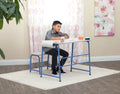 Blue Metal Art Desk and Bench W696