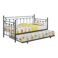 83 Inch Modern Daybed with Pull Out Trundle Black Steel Metal Frame V139693