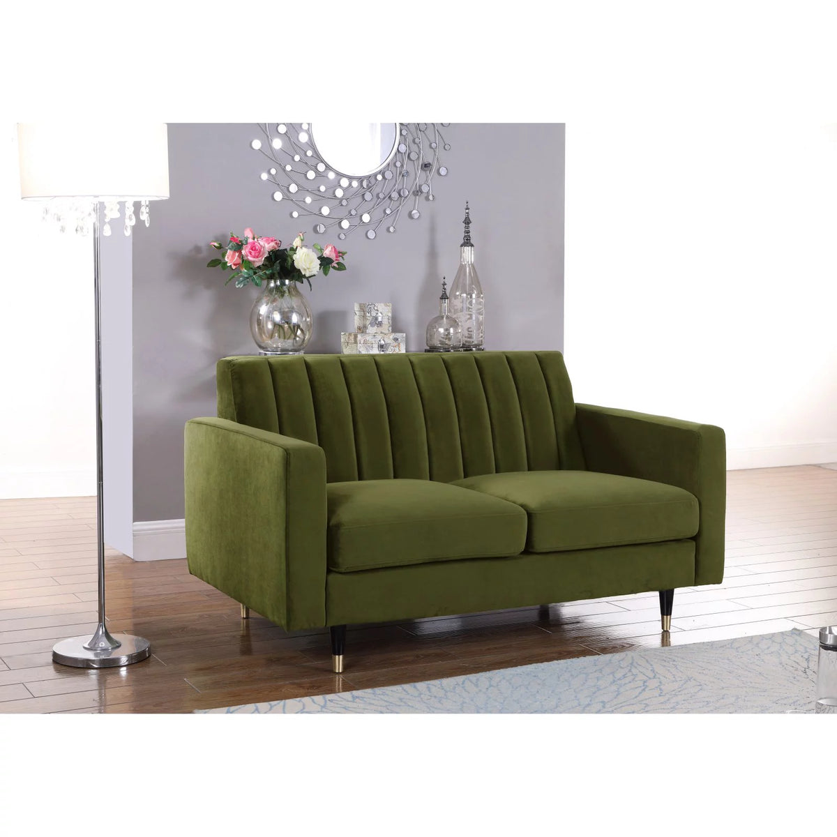 Gray Velvet Loveseat W60274