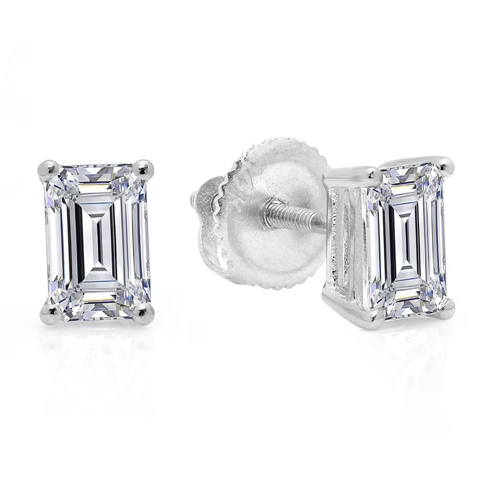 18K White Gold Diamond Stud Earrings E761