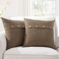 Set of 2 Cool Grey Pillow Covers 18 x 18 Inches with Coconut Buttons F854899