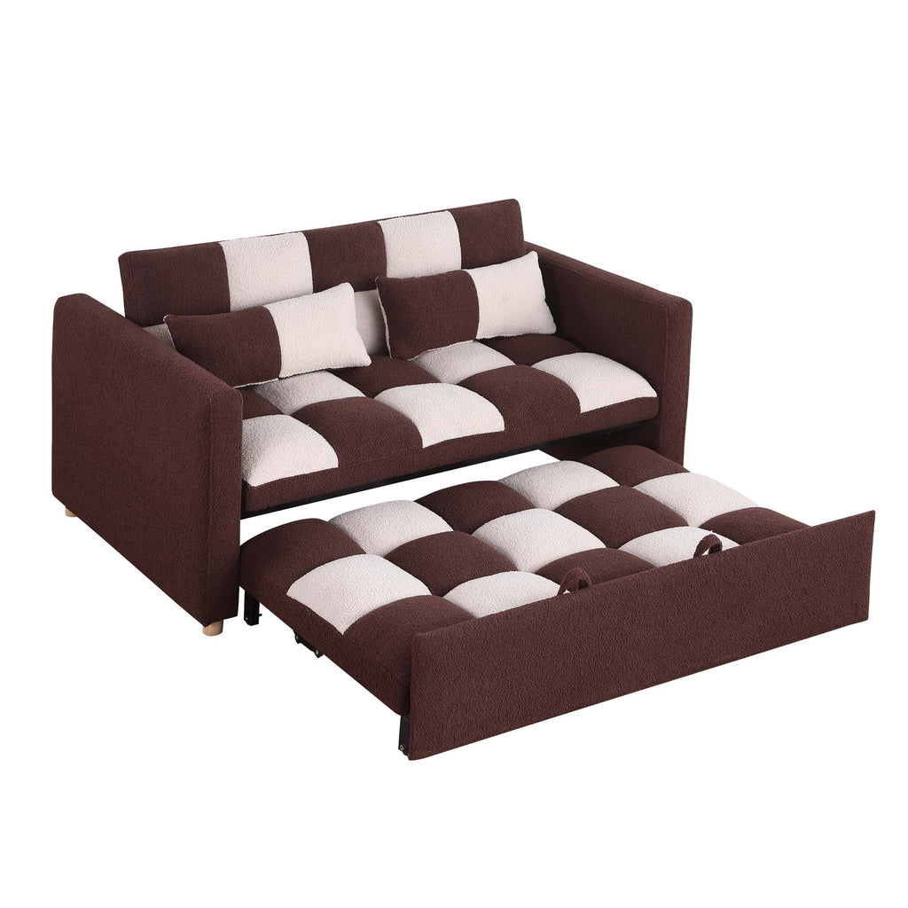 3 in 1 Pull Sleeper Sofa Bed Convertible Futon Couch with 2 Pillows Z636