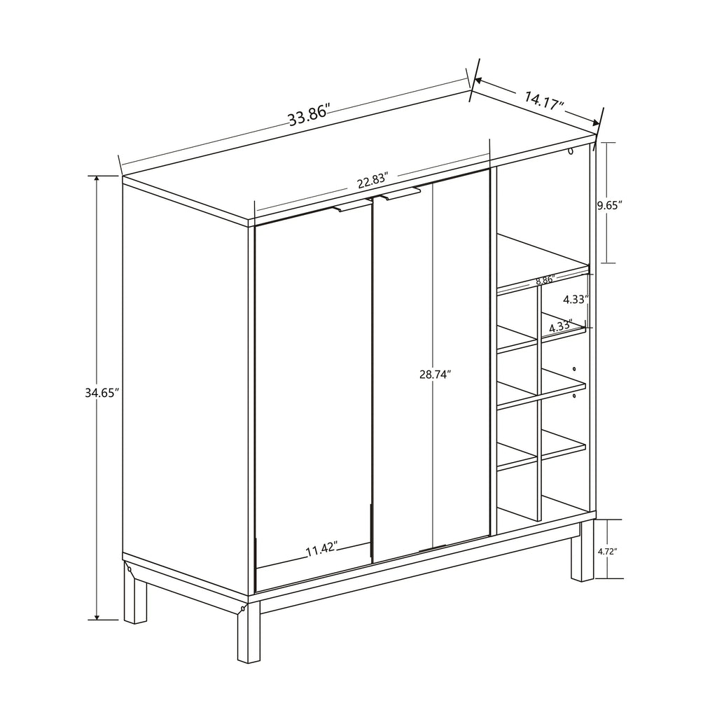 White Sideboard Buffet Cabinet with Storage G9272
