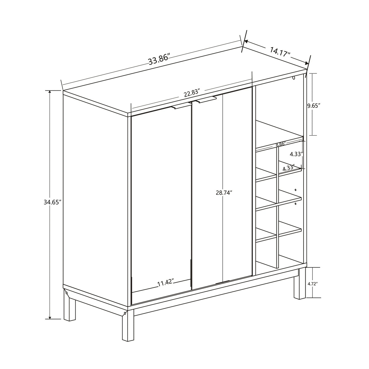 White Sideboard Buffet Cabinet with Storage G9272