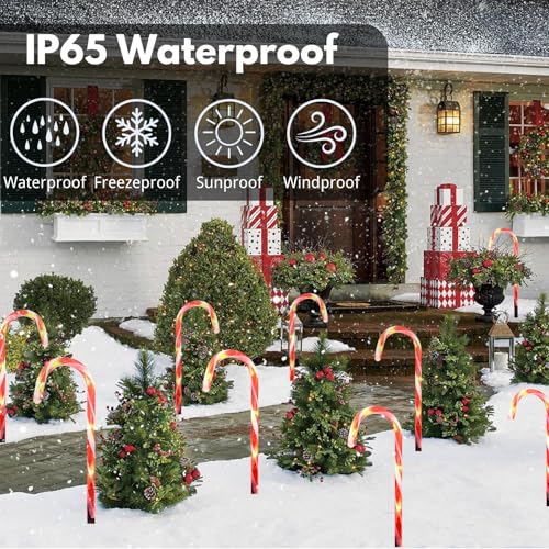 24 Pack Solar Candy Cane Lights Outdoor Waterproof with 8 Modes H901676