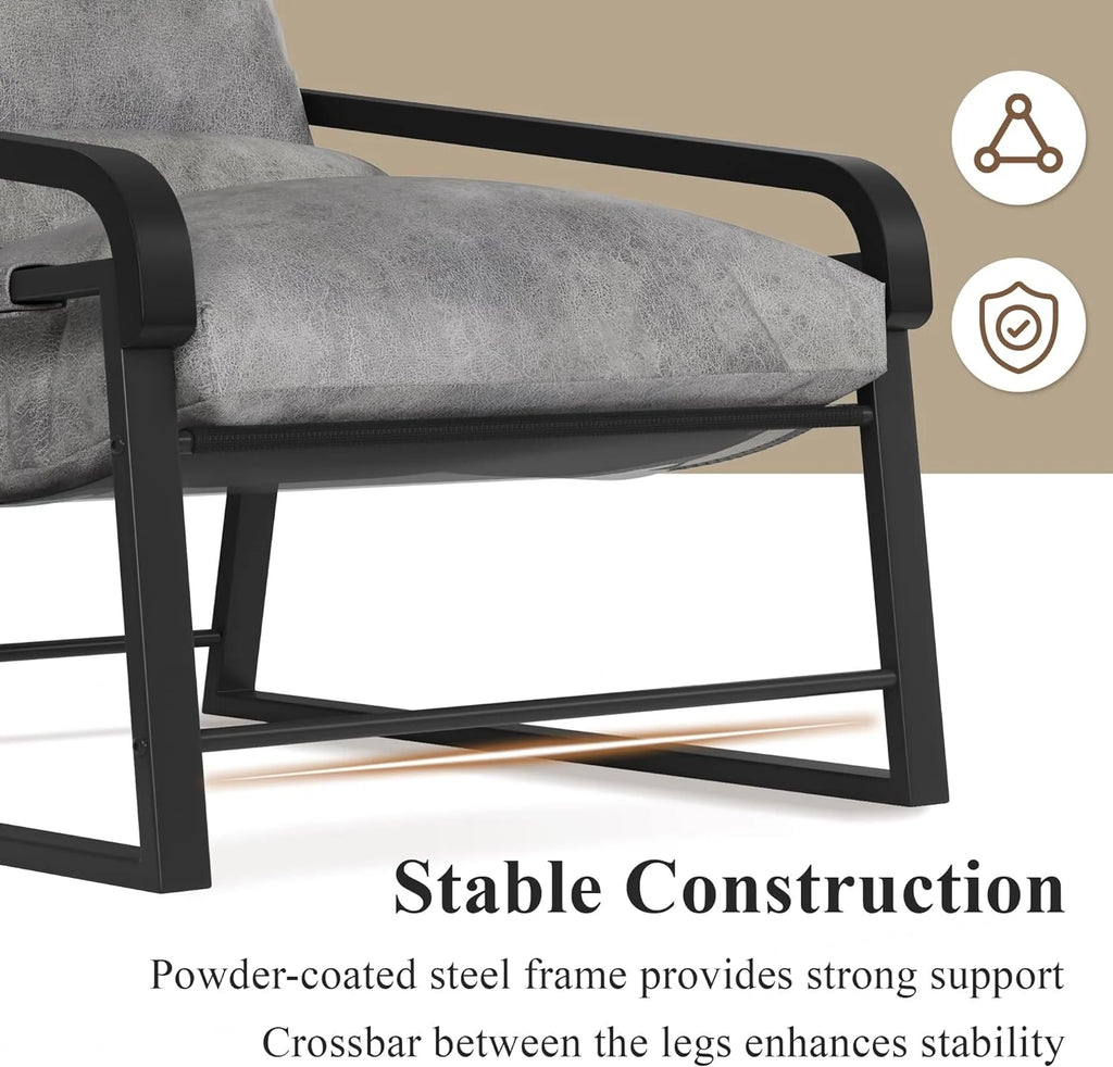 Gray Upholstered Accent Arm Chair with Metal Frame P2259