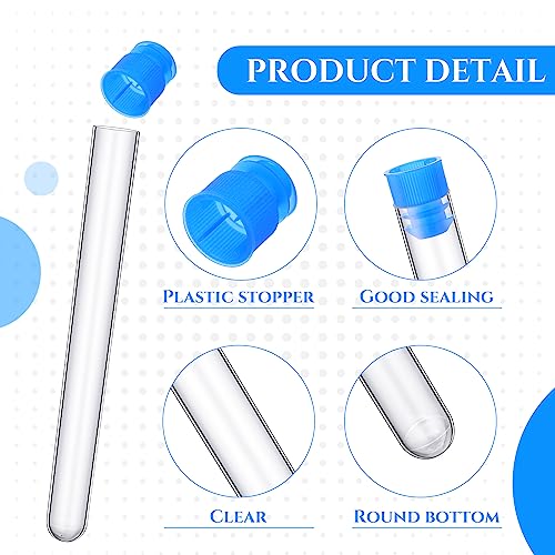 100 Pcs Clear Plastic Test Tubes with White Lids 16 x 150 mm P172
