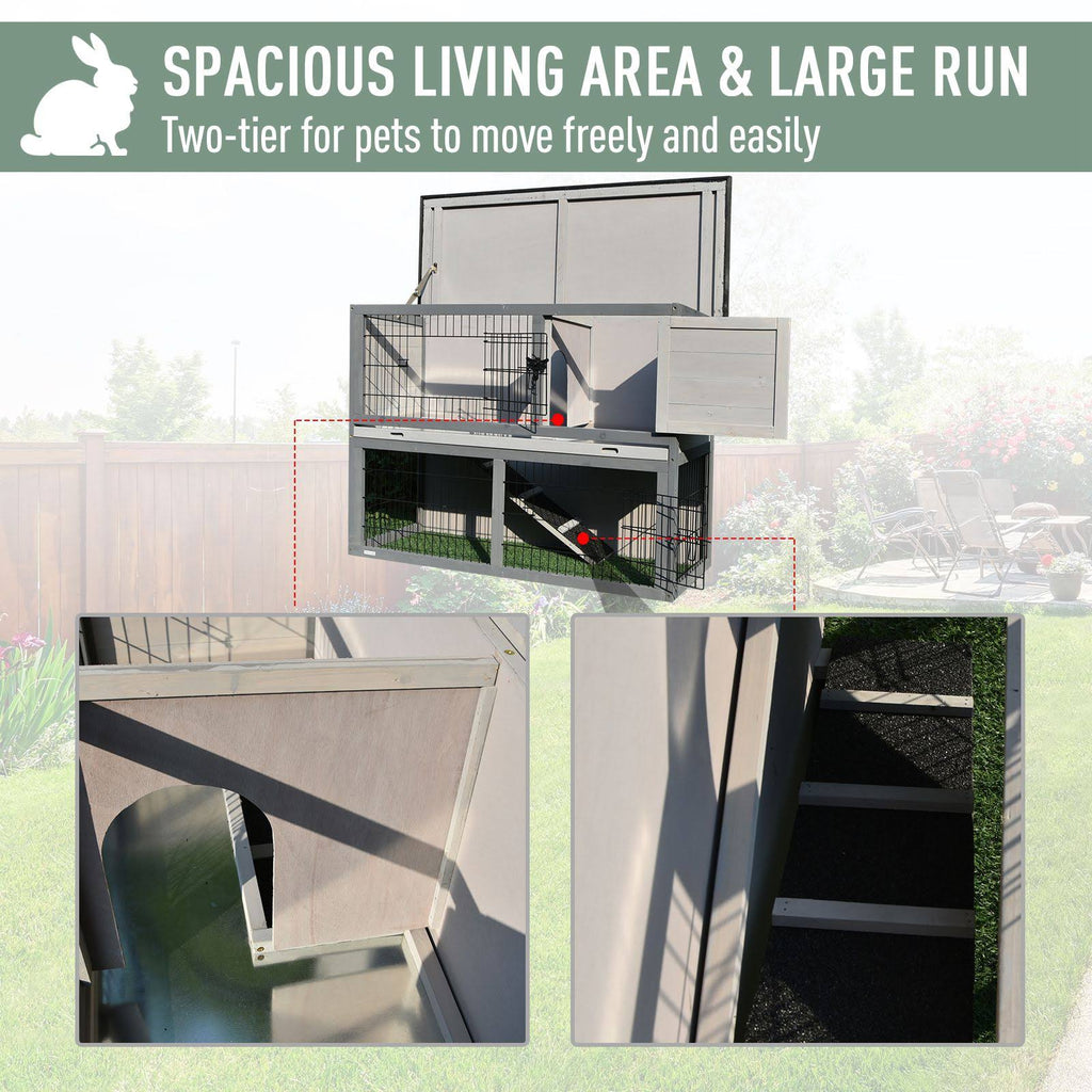 2-Tier Wooden Rabbit Hutch with Cage G568