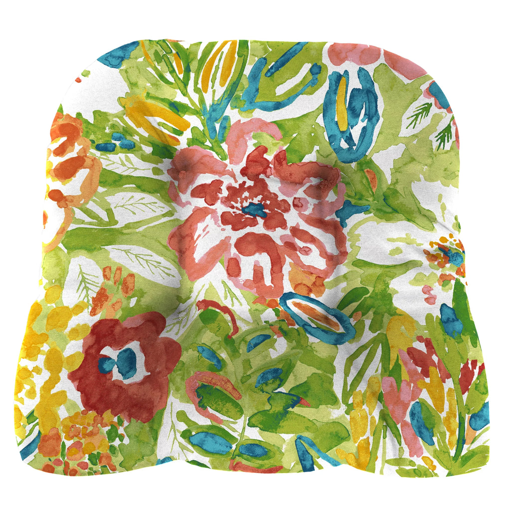 Multicolor Floral Outdoor Cushion Set with 2 Chair Cushions and 1 Bench Cushion F482830