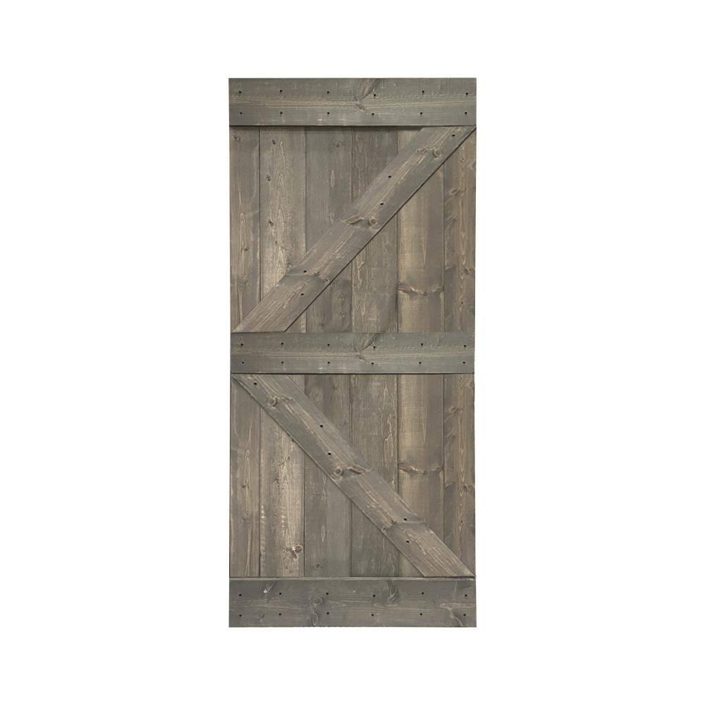 Carbon Gray Solid Pine Wood Interior Sliding Barn Door W9591