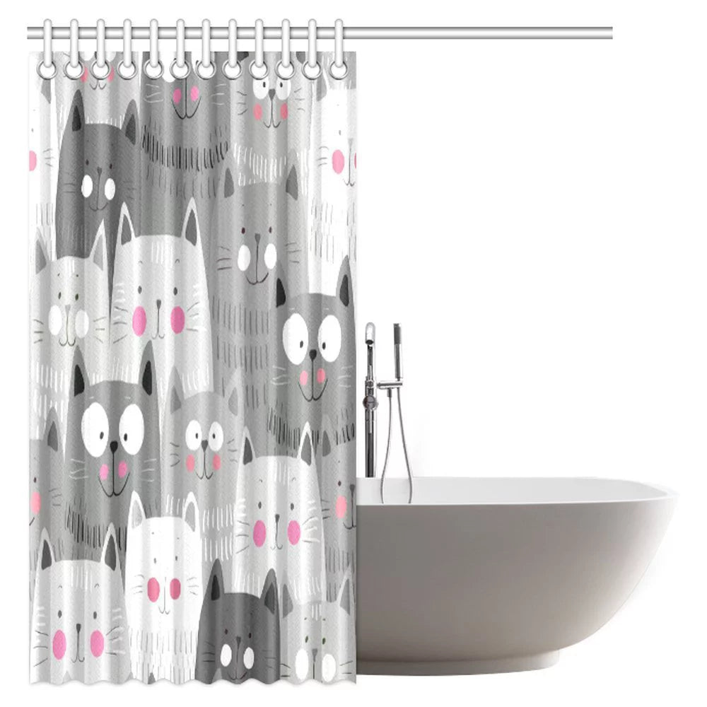 Cat Shower Curtain 66 X 72 Inches J5714