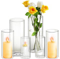 Clear Glass Cylinder Vases Set of 6 A414