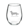 Long Haired Dachshund Stemless Red Wine Glass Z42935