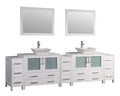 108 in. White Double Sink Vanity Cabinet with Ceramic Vessel Sink & Mirror W816347