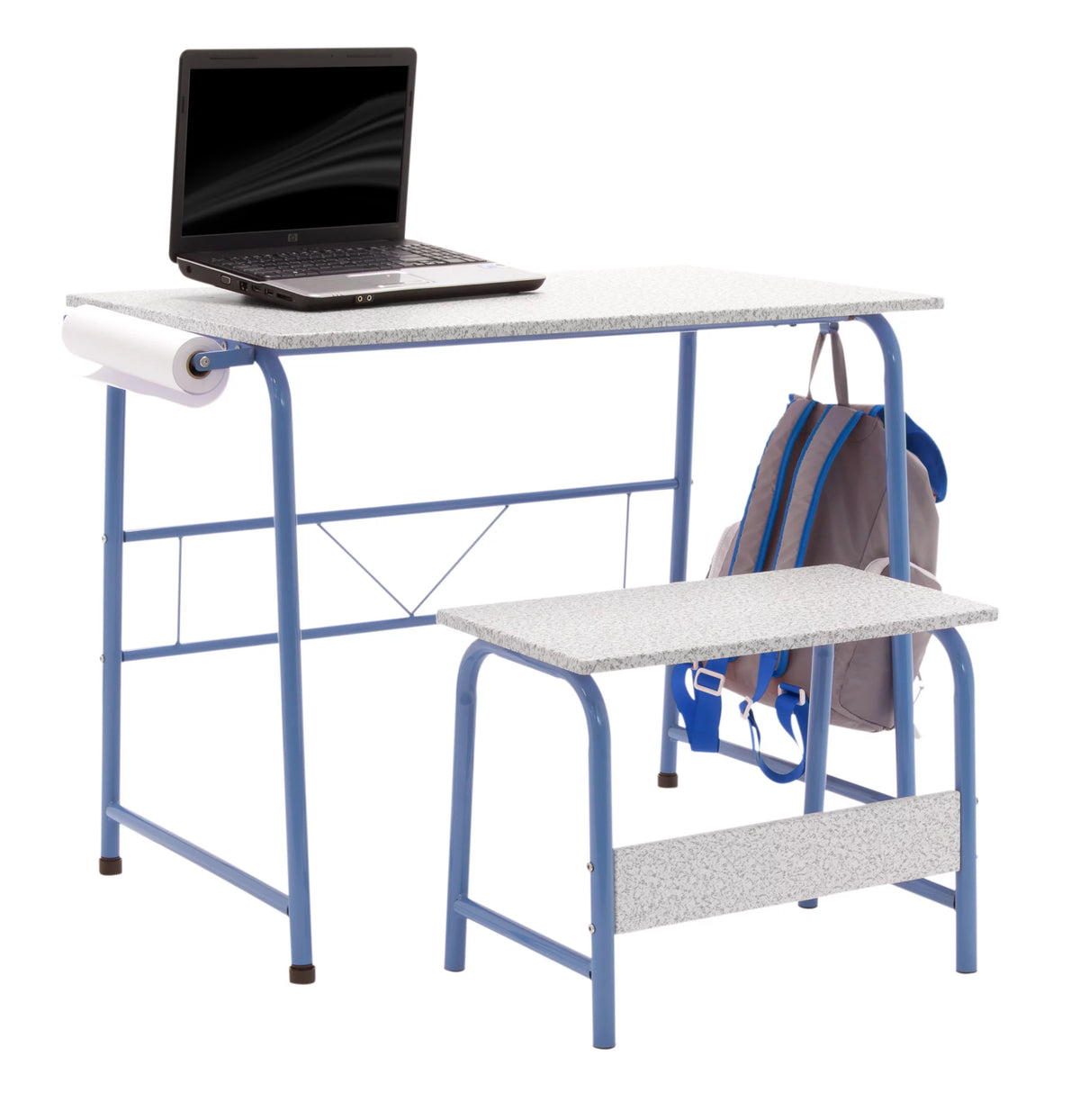 Blue Metal Art Desk and Bench W696