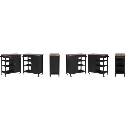 Black Marble Kitchen Island Serving Cart with Storage Drawer P6783