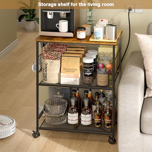 3 Tier Rolling Kitchen Cart with Lockable Wheels W91162