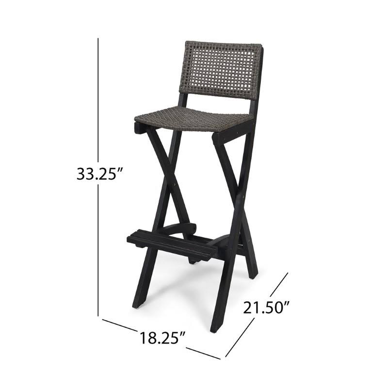 Dark Gray Acacia Wood Outdoor Barstool Set of 2 V7952