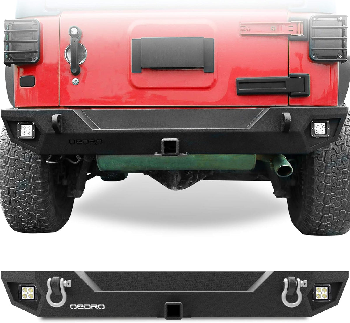 Textured Black Rear Bumper with Hitch Receiver & 2X LED Lights B645264