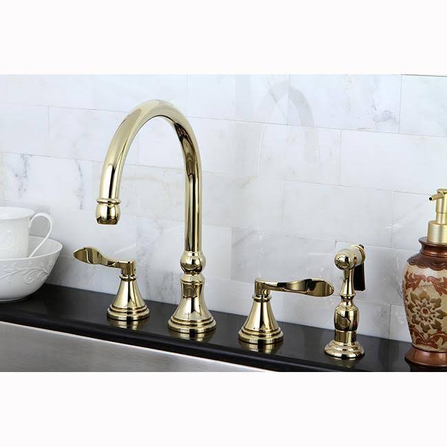 Oil Rubbed Bronze Double Handle Deck Mount Kitchen Faucet with Brass Sprayer N1558