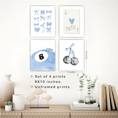 Pink Coquette Preppy Wall Art Prints Set of 4 G56486