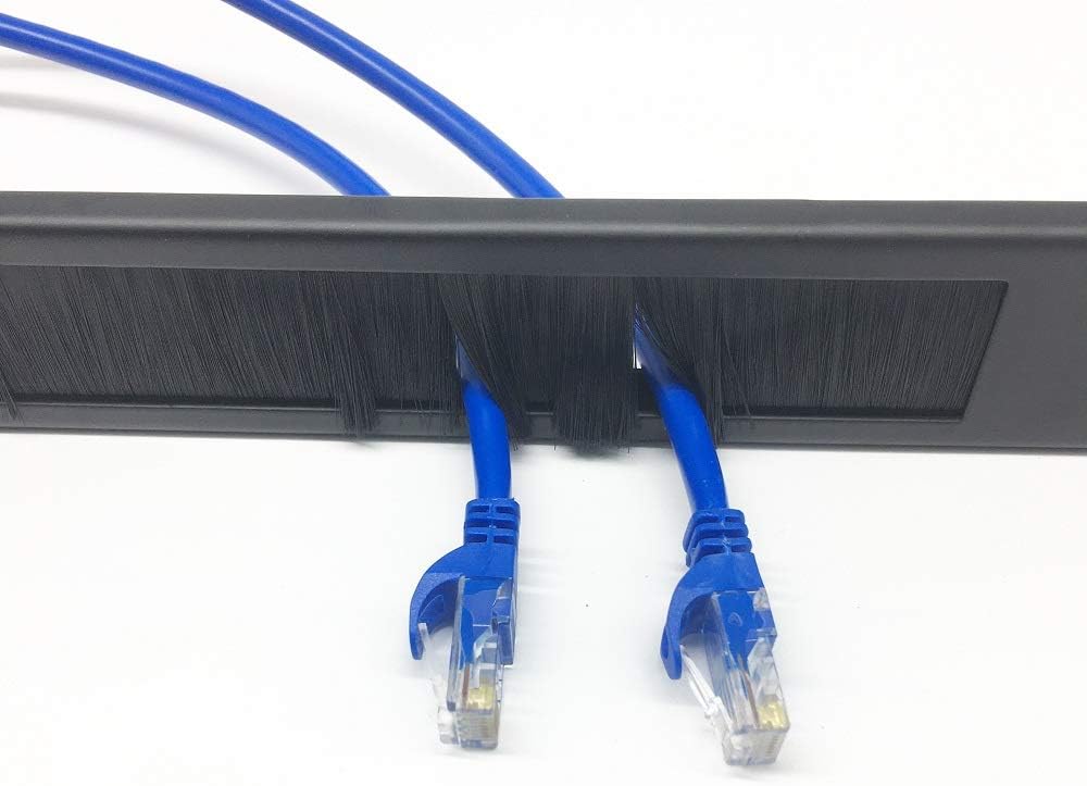 5 Pack 1U Brush Cable Manager Horizontal Rack Mount Cable Management Strip Panel for 19 Inch Server Rack N292503