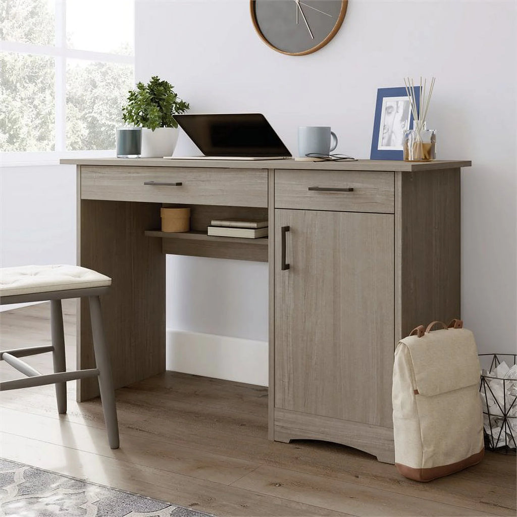 Contemporary Gray Engineered Wood Computer Desk P8101