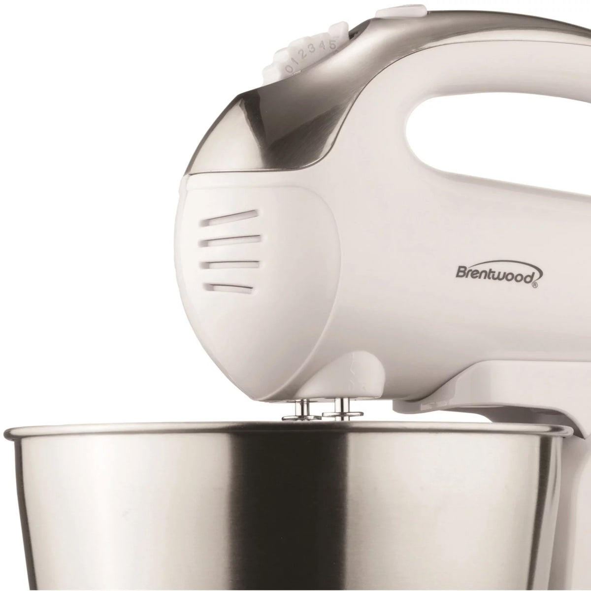 5 Speed Stand Mixer with Stainless Steel Bowl in White F66985