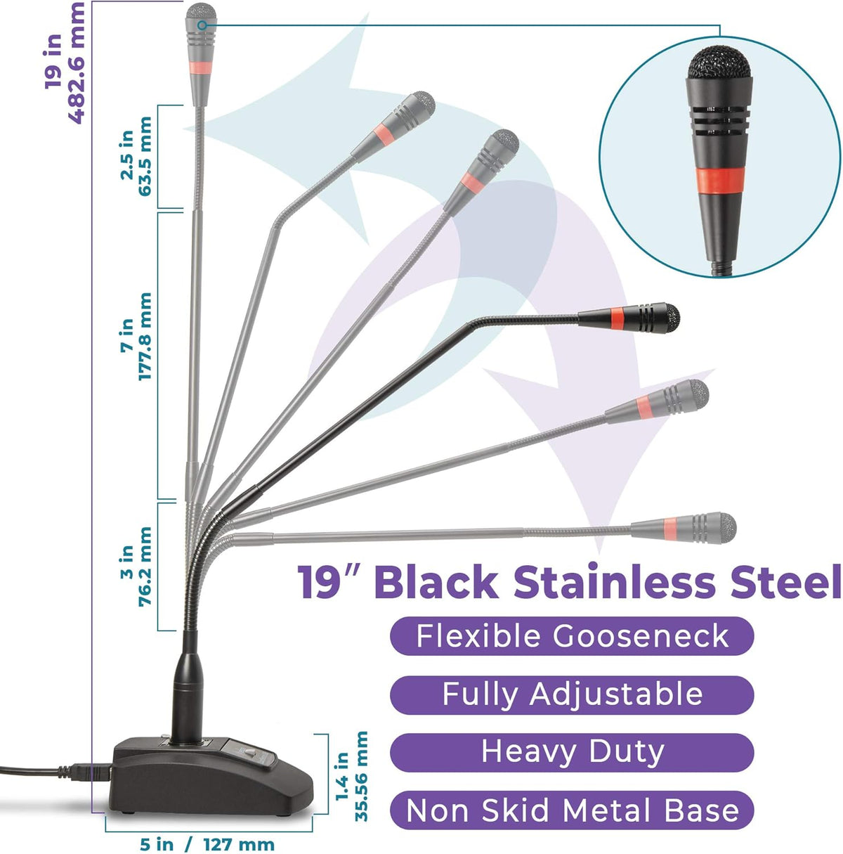 Gooseneck Unidirectional USB Microphone with Mute Button D65616