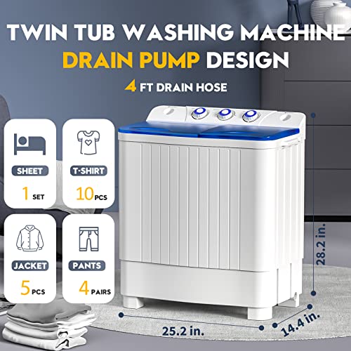 Portable Twin Tub Washing Machine with Spinner W7829
