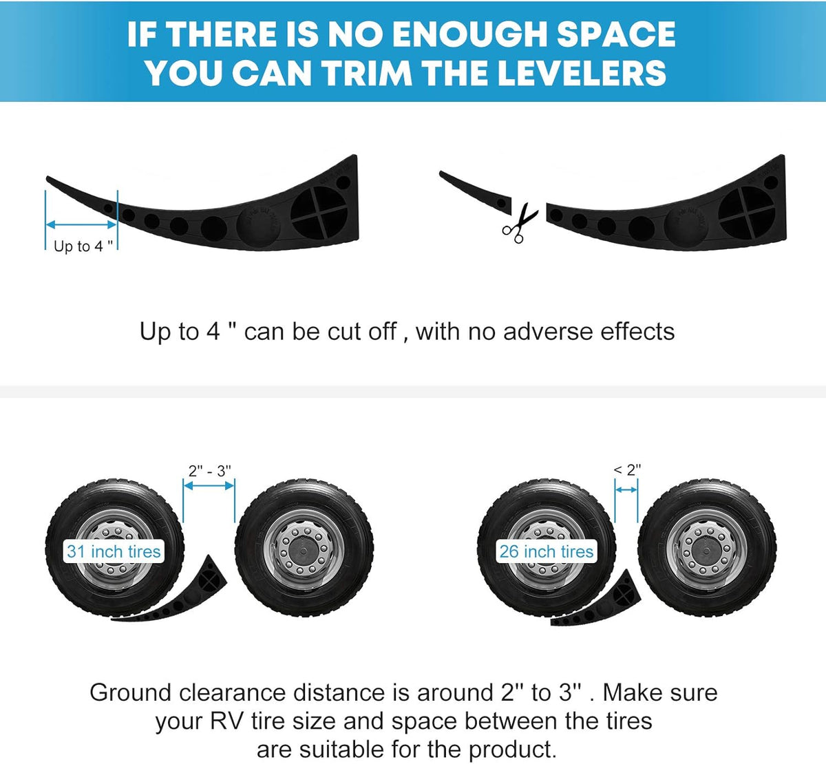 Camper Leveler Kit with Wheel Chocks and Anti-Slip Mats, 2 Packs T3626