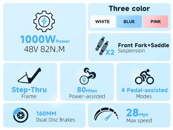 20" Fat Tire 1000W Folding Electric Bike with 48V 20.8AH Removable Battery V66092