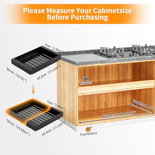 Black 19.7" W x 17.1" D x 2.4" H Pull Out Cabinet Organizer B84959