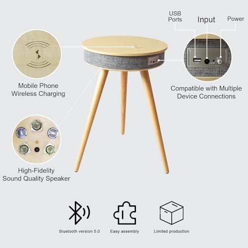 Smart End Table with Charging Station and Bluetooth Speaker G91242