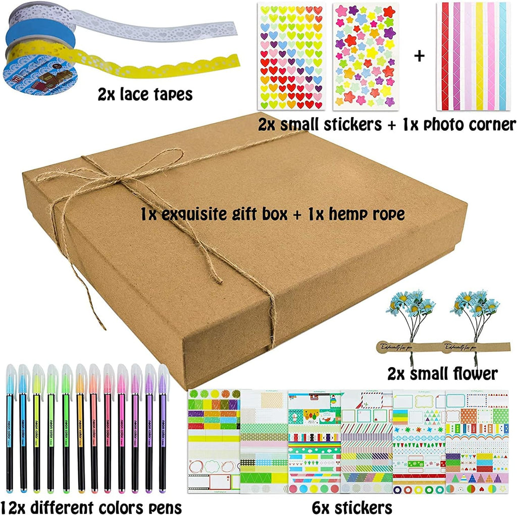 60 Pages Hardcover 8.5x11 Inches 3 Rings Removable Black Paper Scrapbook Photo Album Kit I852