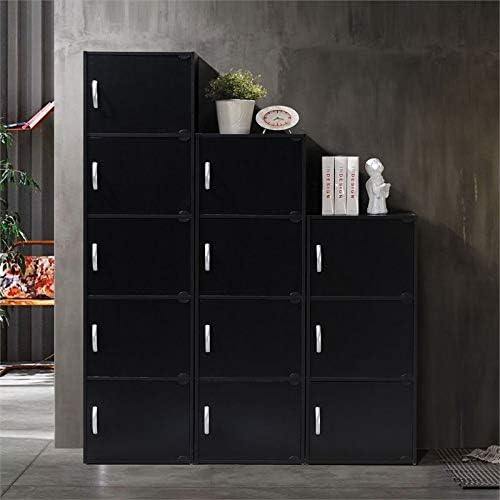 5 Shelf 5 Door Black Bookcase C503563
