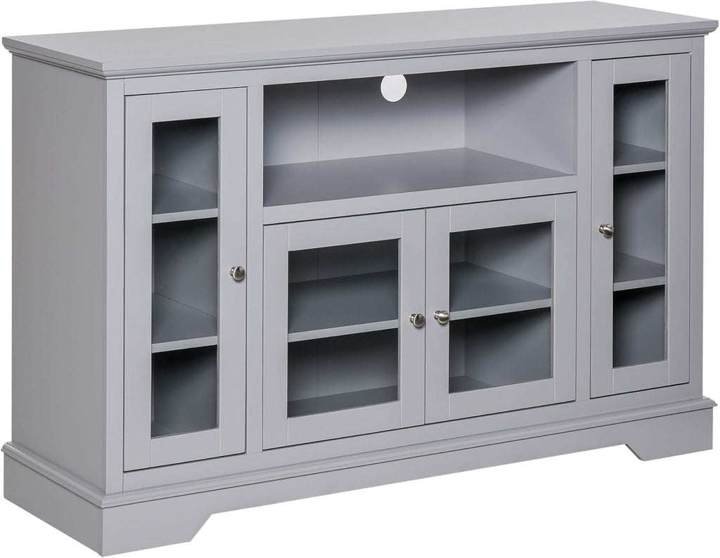 White Sideboard Storage Cabinet with Glass Doors T1495