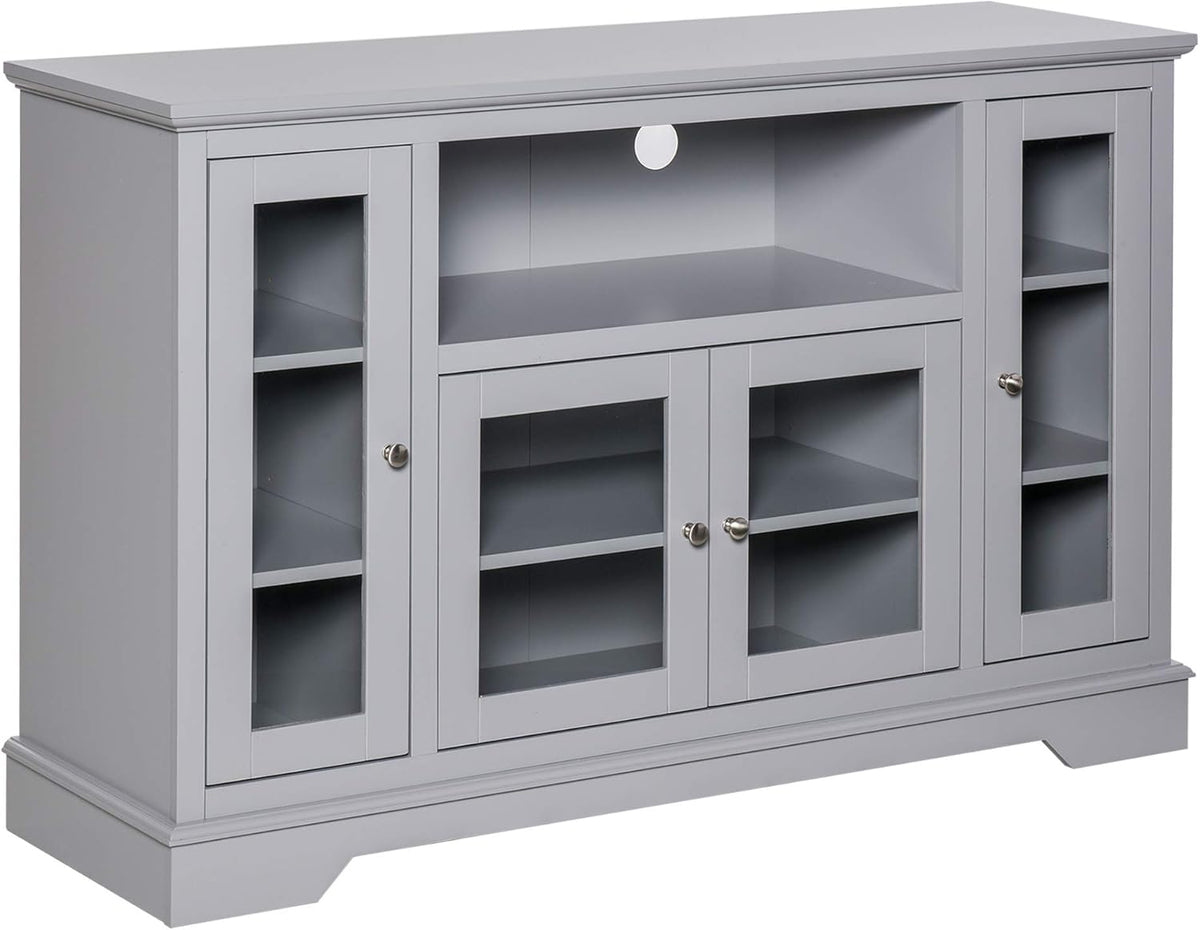 White Sideboard Storage Cabinet with Glass Doors T1495