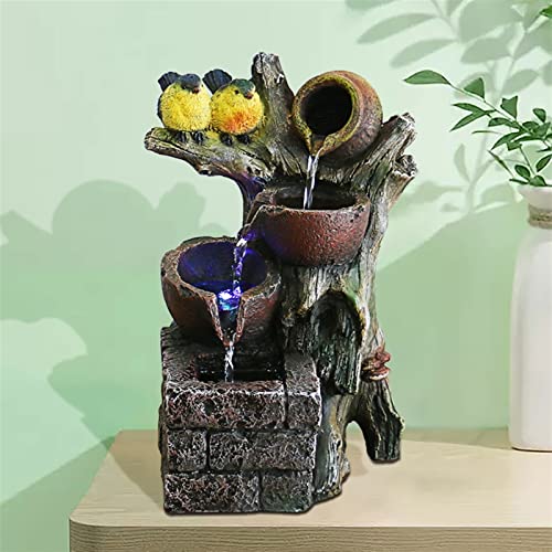Indoor Desktop Waterfall Fountain with Bird Resin D611