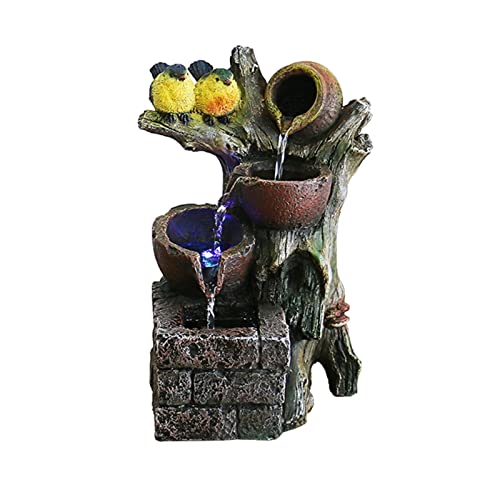 Indoor Desktop Waterfall Fountain with Bird Resin D611