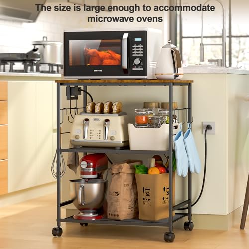 3 Tier Rolling Kitchen Cart with Lockable Wheels W91162