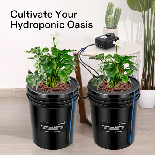 5-Gallon Deep Water Culture Hydroponics Grow System with Air Pump and Air Stone Q646