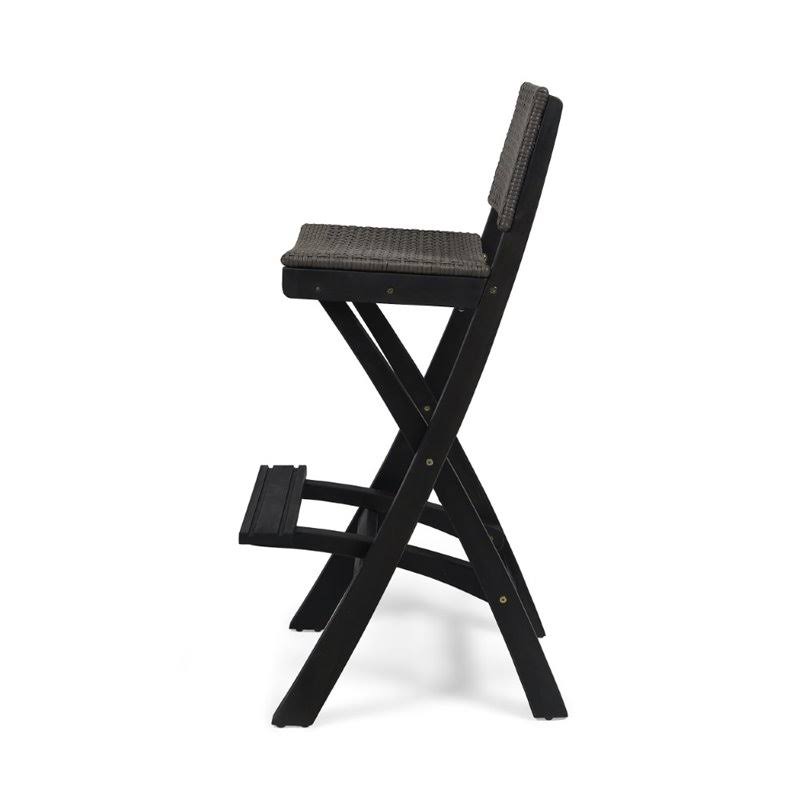 Dark Gray Acacia Wood Outdoor Barstool Set of 2 V7952