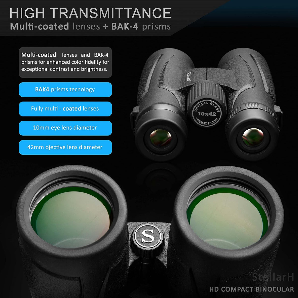 10x42 Waterproof Binoculars with Tripod and Carrying Bag G479