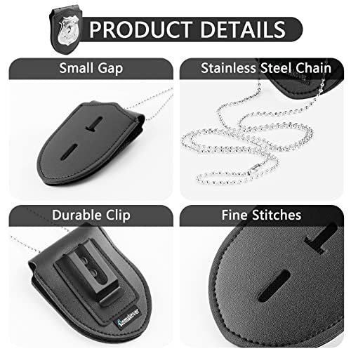Black Faux Leather Steel Belt Clip Badge Holder F57598